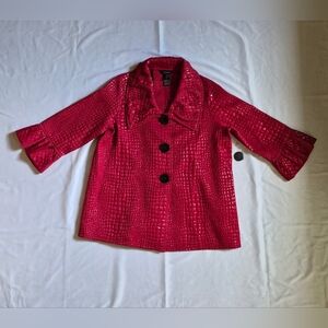Ali Miles Red Croc Embossed Jacket Size Large Statement Coat
